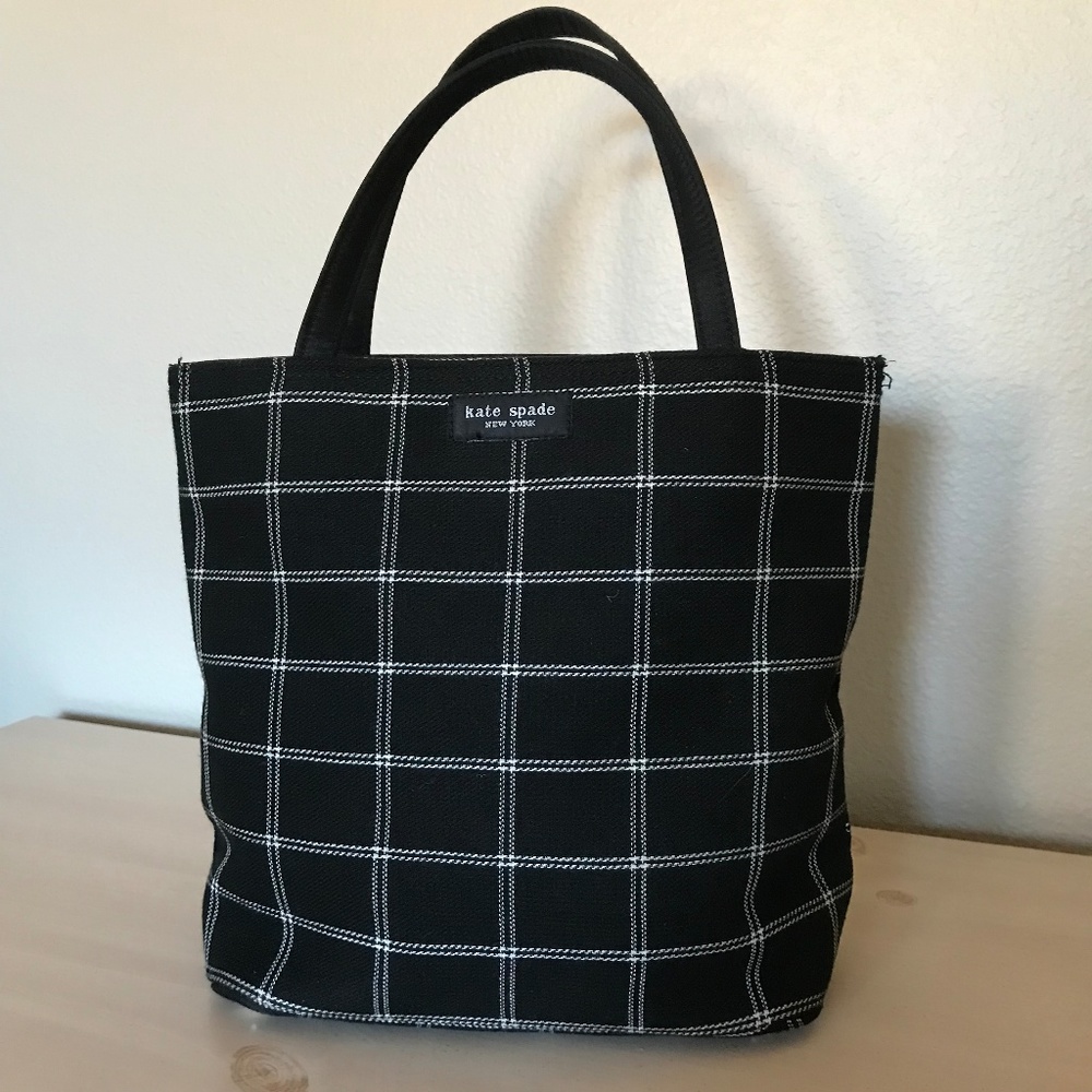 Vintage Kate Spade Sam windowpane plaid mini tote